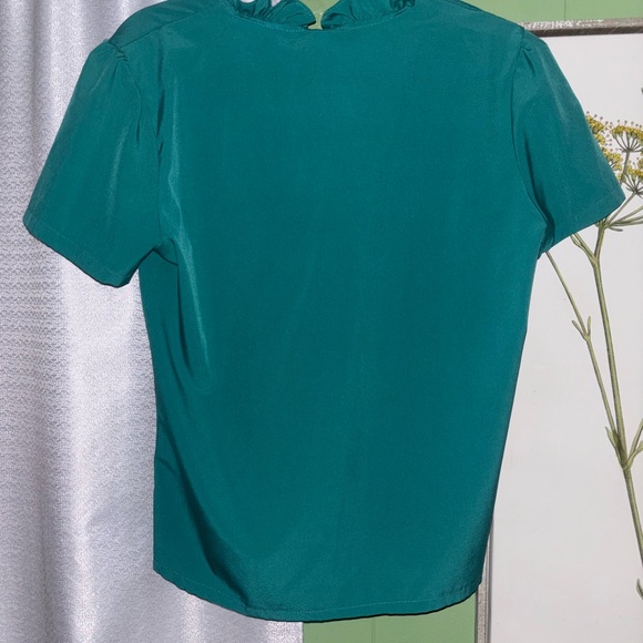 Teal Ruffle V-Neck Top - Picture 3 of 3